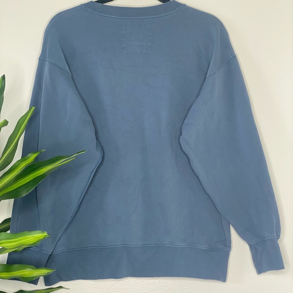 American Eagle Crewneck Logo Graphic Sweater Womens Size Extra Small Blue Yellow - Picture 2 of 3